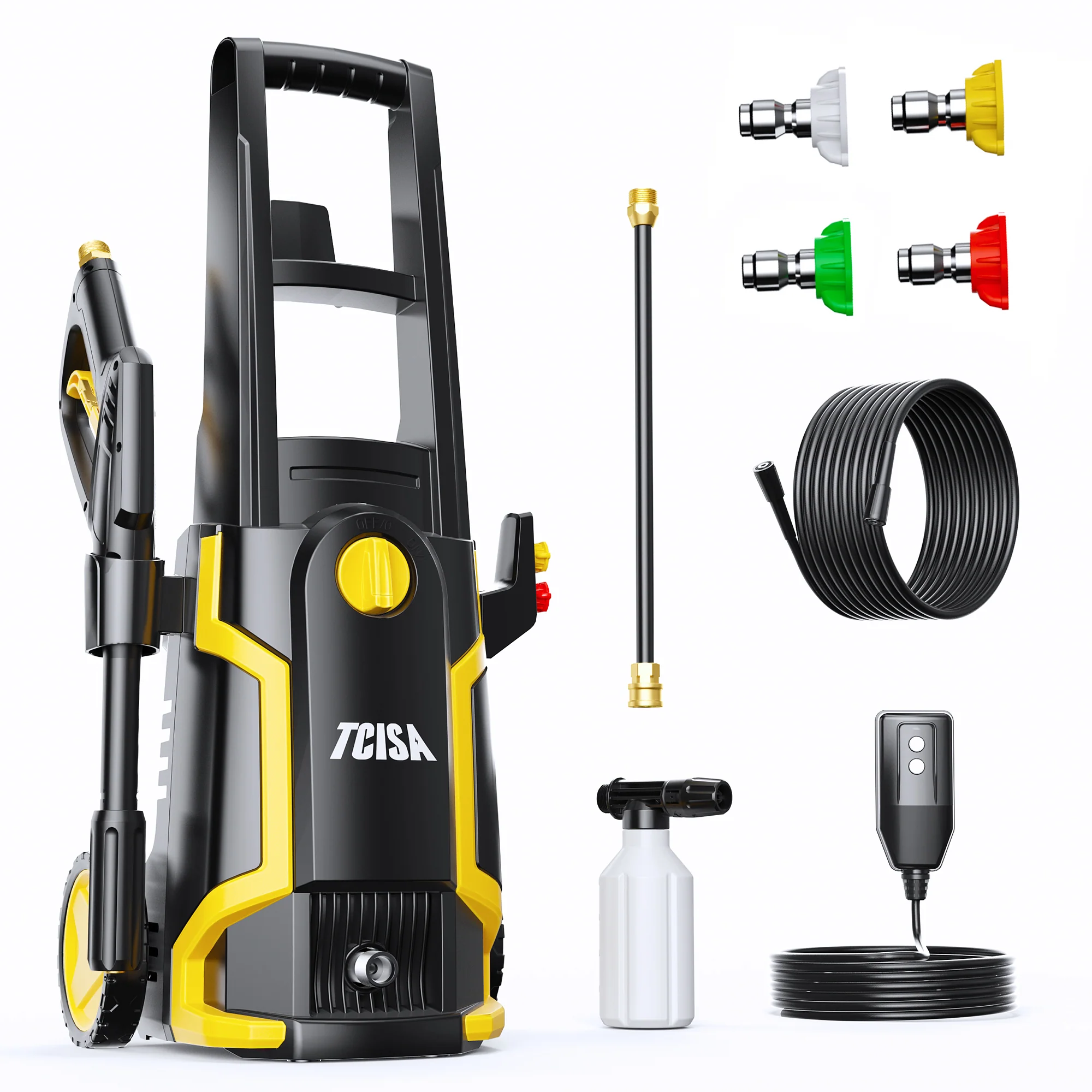 Powerful TCISA 3200 PSI Electric Pressure Washer 35FT Power Cord 20FT Hose 4 Nozzles Soap Cannon for Car Garden Yard Hom Innovative