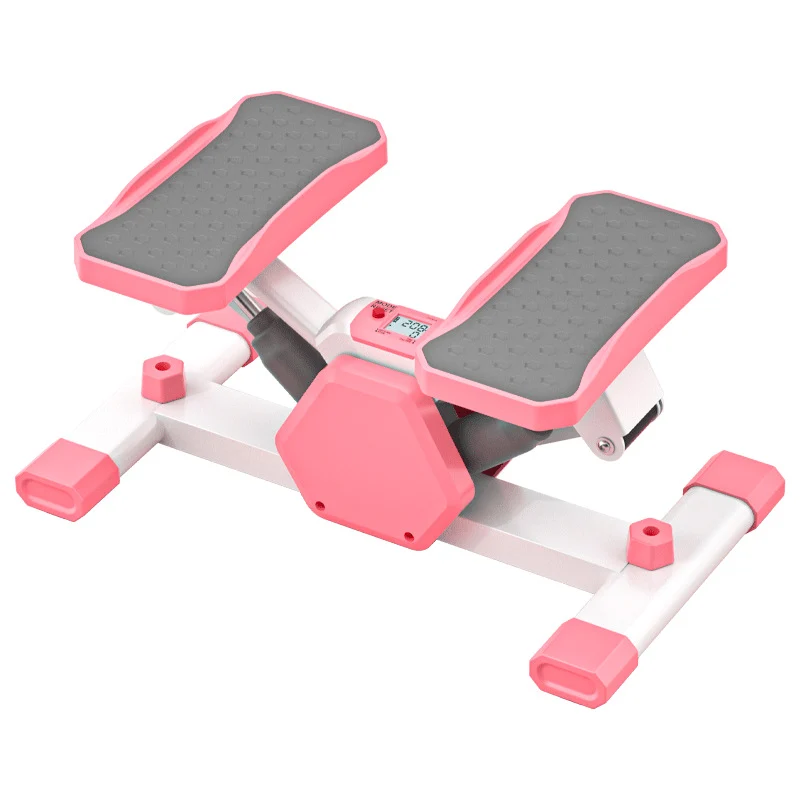 Casual Pink Mini Foot Pedal Exerciser Stepper For Indoor Home Gym Silent Hydraulic Resistance 150kg Capacity Safe