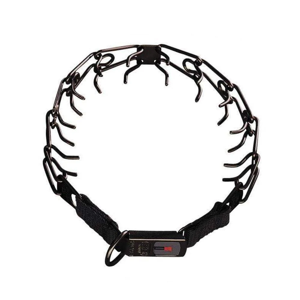 Certified Herm Sprenger - ULTRA-PLUS Training Collar with Center-Plate and ClicLock - Black Stainless Steel Easy-to-Use