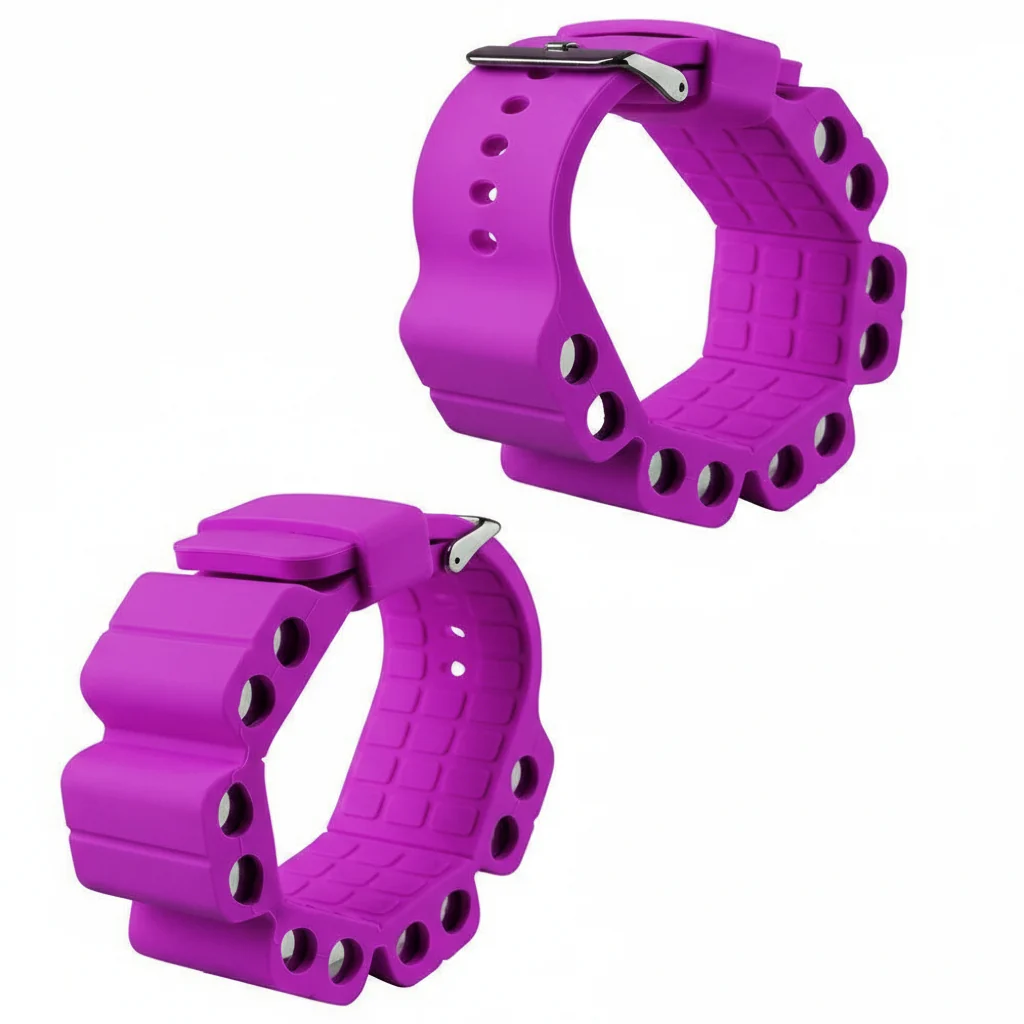 Specialty Weighted Yoga Fitness Bracelet With Silicone And Stainless Steel Clasp In Violet Pink Light Blue And Gray Detailed