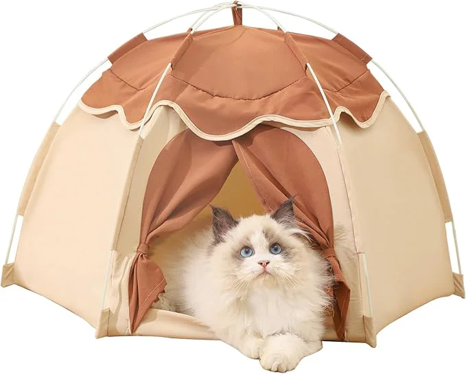 Comfortable Gigreinc Cat Tent for Indoor Indoor Dog House Kitten Tent Suitable for Samll Dogs Pet Cute Cave Nest Dog Houses Beige Large About ThisOverview Reliable