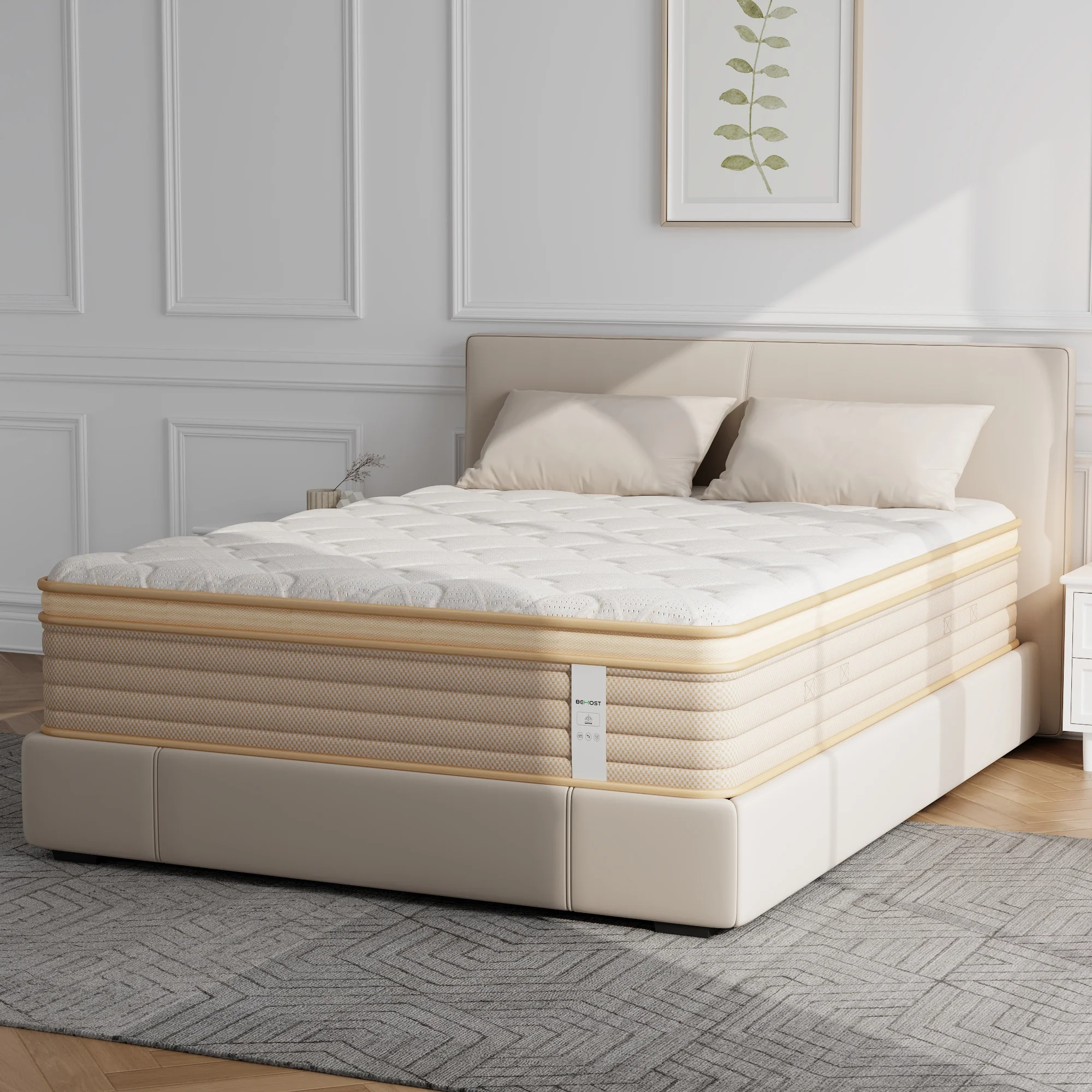 Certified BEHOST 8 Queen Mattress Gel Infused Memory Foam and Pocket Spring Hybrid Mattress in a Box Medium Firm Breathable