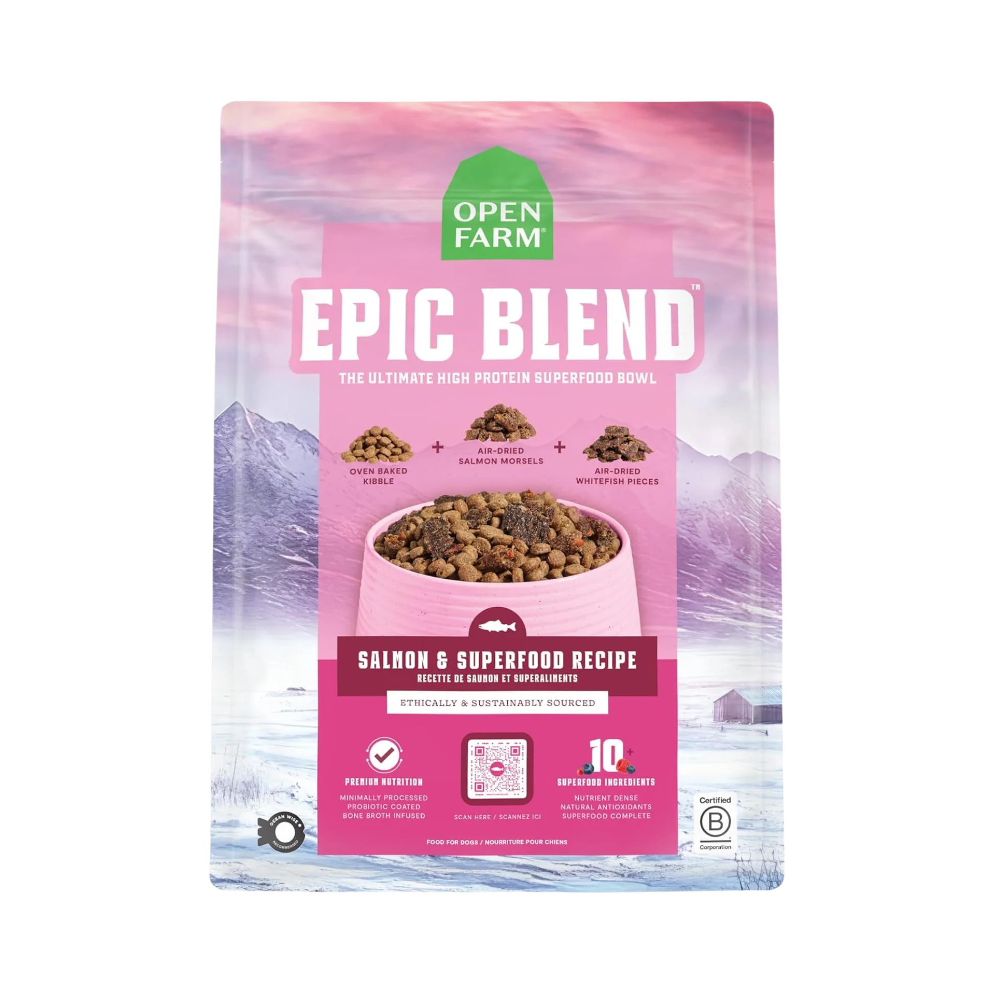 Certified Open Farm Epic Blend Salmon Superfood Dry Dog Food Genuine