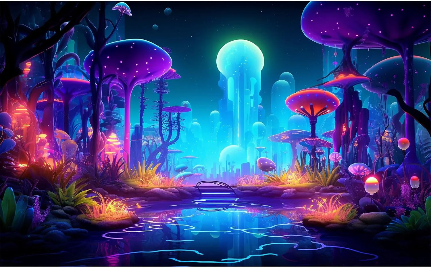 Consistent Fantasy Forest Aquarium Background Mysterious Plants Abstract Mushrooms Cartoon Style Forest Terrarium Backdrop Tranquil Stream Fish Tank Background Wallpaper Poster Decor Vinyl 72x18in Selected