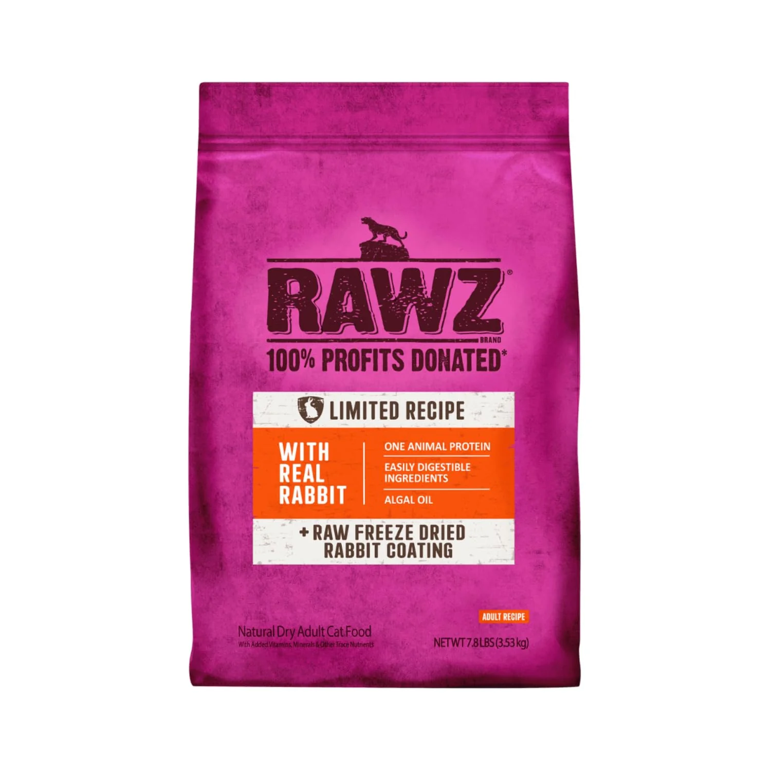Excellent Rawz Rabbit Dry Cat Food with ze-Dried Coating – 7.8 lb Made in USA Durable