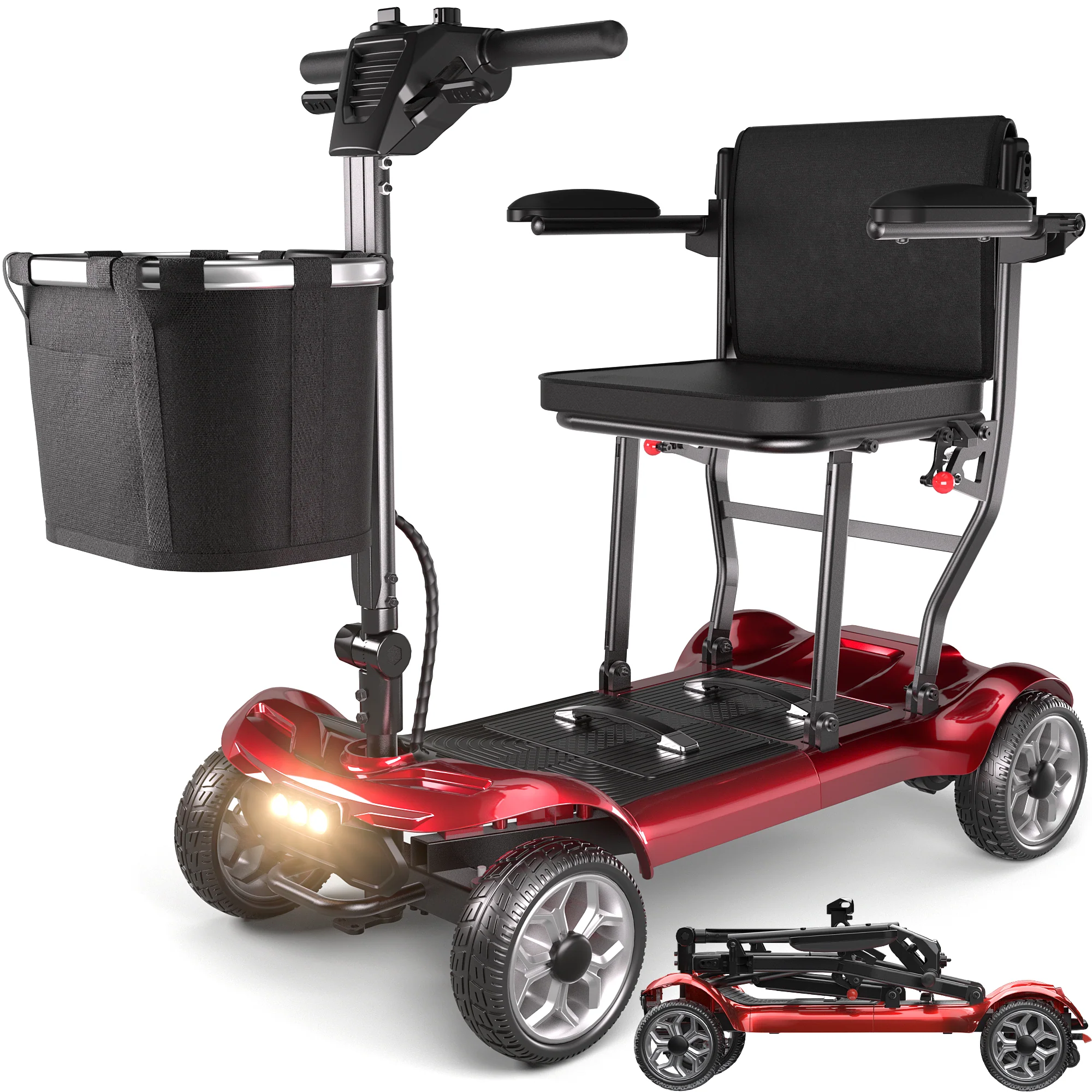 Efficient SACVON Ultra Lightweight Mobility Scooter for Seniors 43Lbs Aluminum Electric Wheelchair Lithium Battery Suitable for Travel Fast