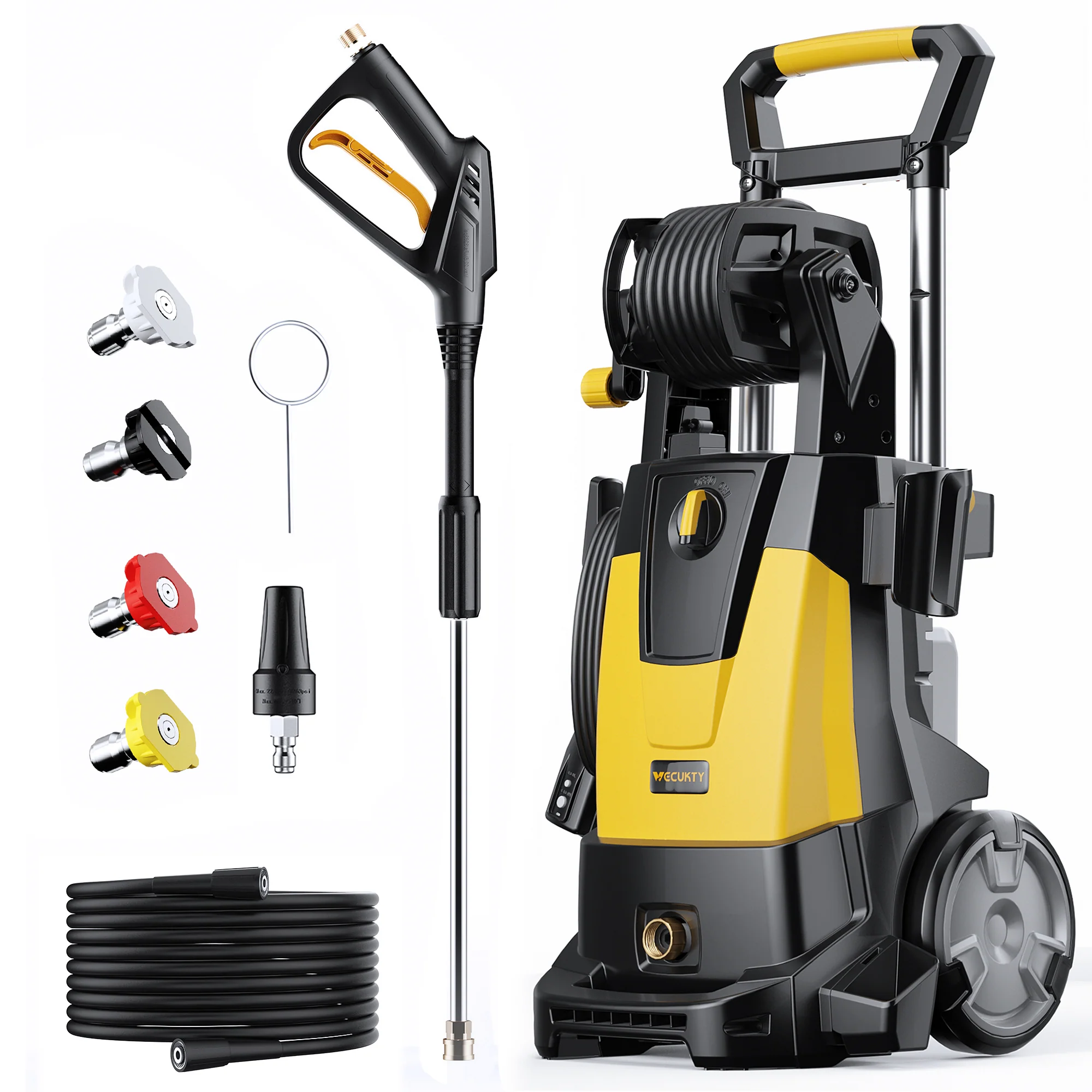 Smooth VECUKTY Electric Pressure Washer 4500 PSI Max 3.2 GPM Power Washer with 35FT Cord 20FT Hose Retractable Handle 5 Quick Nozzles Foam Cannon for Car Garden Patio Clean