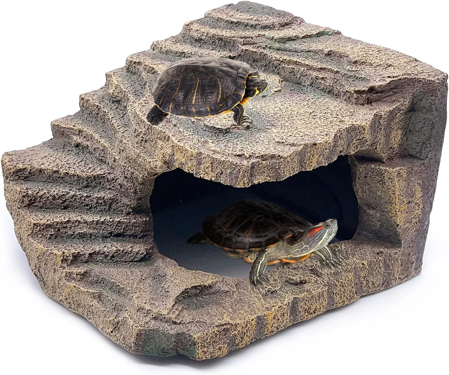 High-Grade kathson Turtles Basking Platform Tortoise Resting Terrace Climbing Ramp Resin Dock Tank Decorations Reptile Hiding Cave Hideouts for Aquatic Turtles Frog Newts and Salamanders，Large Environmentally Friendly