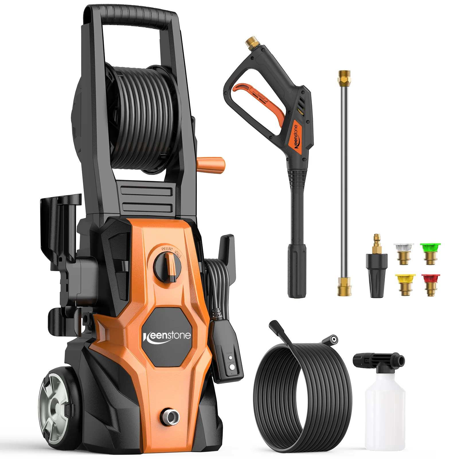 Safe Keenstone Electric Pressure Washer 4200PSI Max 3 GPM Power Washer with 35FT Power Cord 20FT Hose 5 Nozzles Soap Cannon for Cars Patios Outstanding