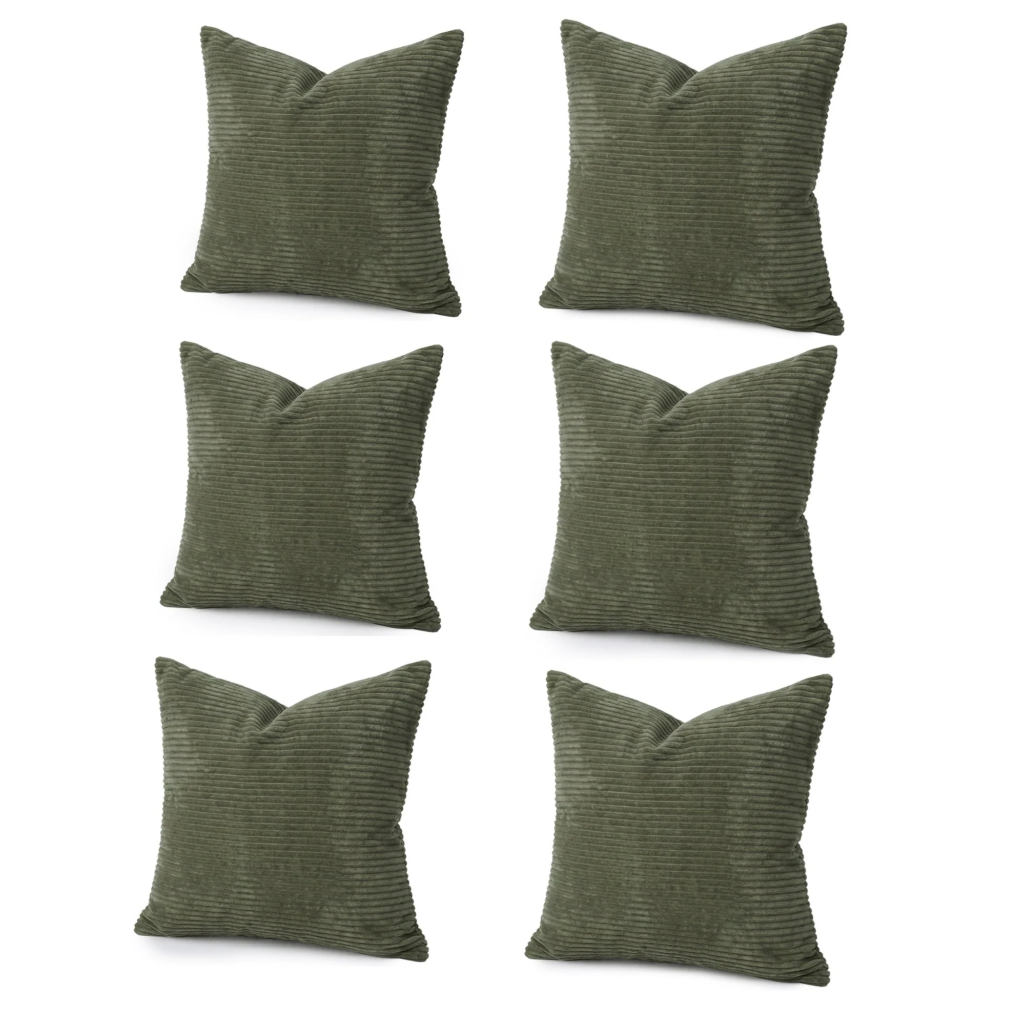 Long-Lasting Green Stripe Pattern Throw Pillow Set of 6 Soft Foam-Filled Design for Couch and Bedroom Certified