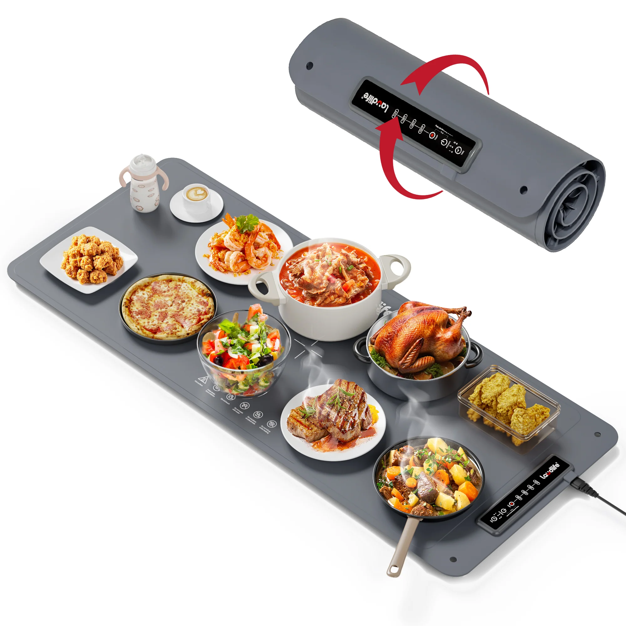 Exclusive Portable Food Warming Mat Large Foldable Heating Tray Food Warmer Electric for Daily Meals Superior