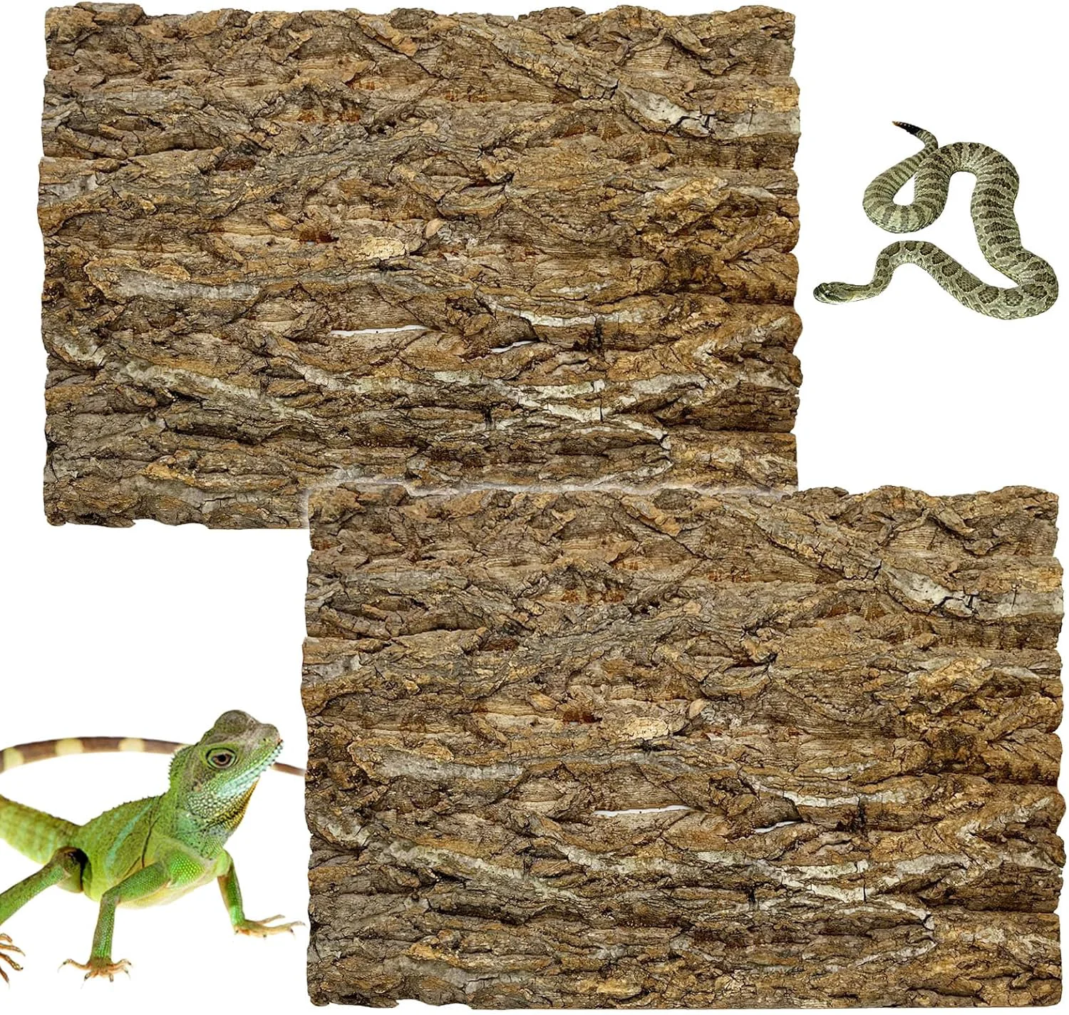 Specialty kathson 2PCS 15.7 L x 11.8 W Cork Tile Background Bark Reptile Tank Background Terrarium Backdrop Wall Decor Natural Reptile Climbing Mat for Spider Gecko Lizard Chameleon Bearded Dragon Turtle Snake Reliable