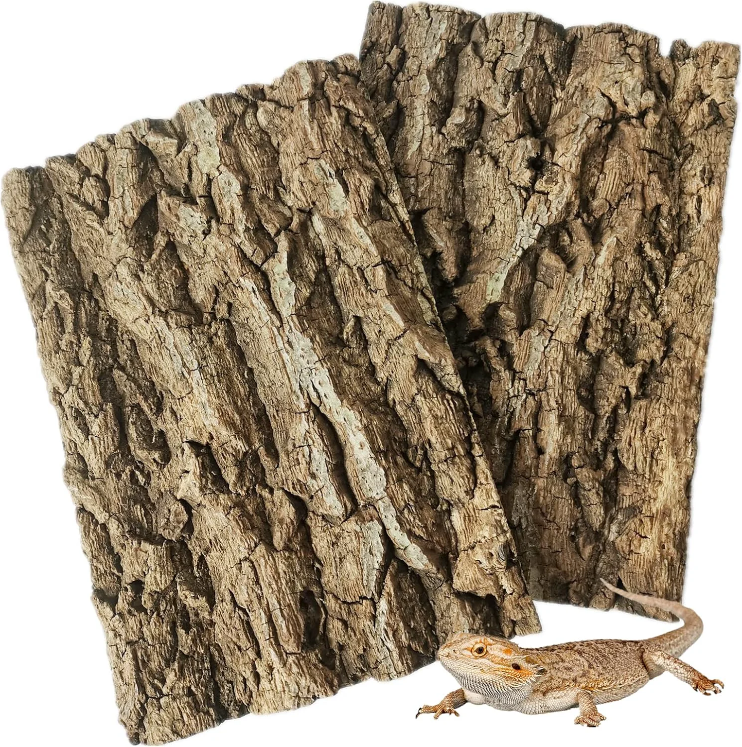 World-Class Fhiny 2 PCS Cork Bark Background 11.6 x 7.7 Natural Cork Bark for Reptiles Tank Backdrop Reptile Climbing Wall Terrarium Decor Accessories for Turtle Beared Dragon Chameleon Snake Genuine