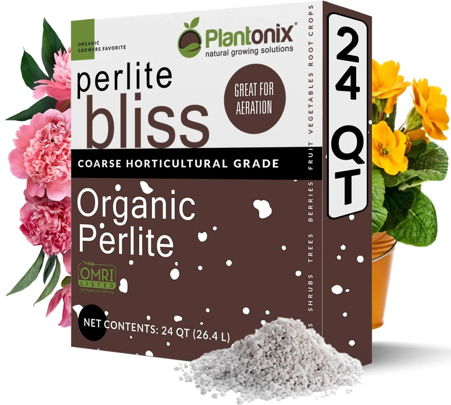 Soft Perlite Bliss 24 Qts - Organic Perlite for Plants - Coarse Perlite Bulk Soil Amendment - Chunky Perlite for Plants Potting Soil Garden Soil Coco Coir - Horticultural Perlite for Gardening Traditional