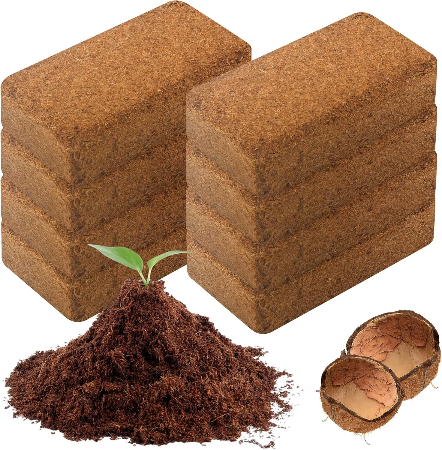 Verified Coco Coir Brick for Plants-8 Pack Premium Coconut Bricks Relaxed
