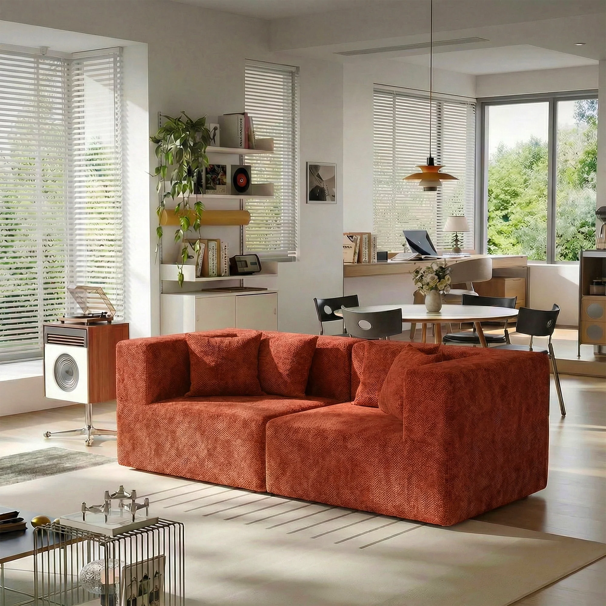 Breathable BEHOST Loveseat Cloud Couch Sectional Sofa wiht 4 Pillows Includes Left Arm Right Arm Two Seats Chenille Rust Versatile