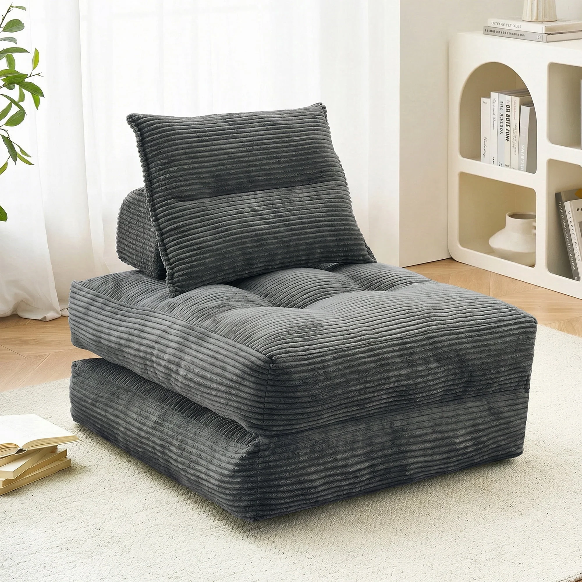 Certified BEHOST 70 Corduroy Convertible Futon Sofa Bed Folding Couch Sleeper for Small Spaces Dark Gray Safe