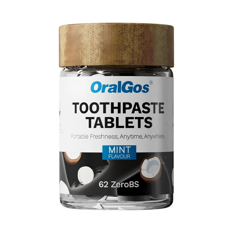 Stylish OralGos Portable Wash-in-One Solid Chewing Toothpaste Mouthwash Tablets 60 Count Exclusive