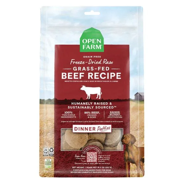 Breathable Open Farm ze-Dried Grass-Fed Beef Patties Dog Food Open Farm ze-Dried Grass-Fed Beef Patties Dog Food Organic