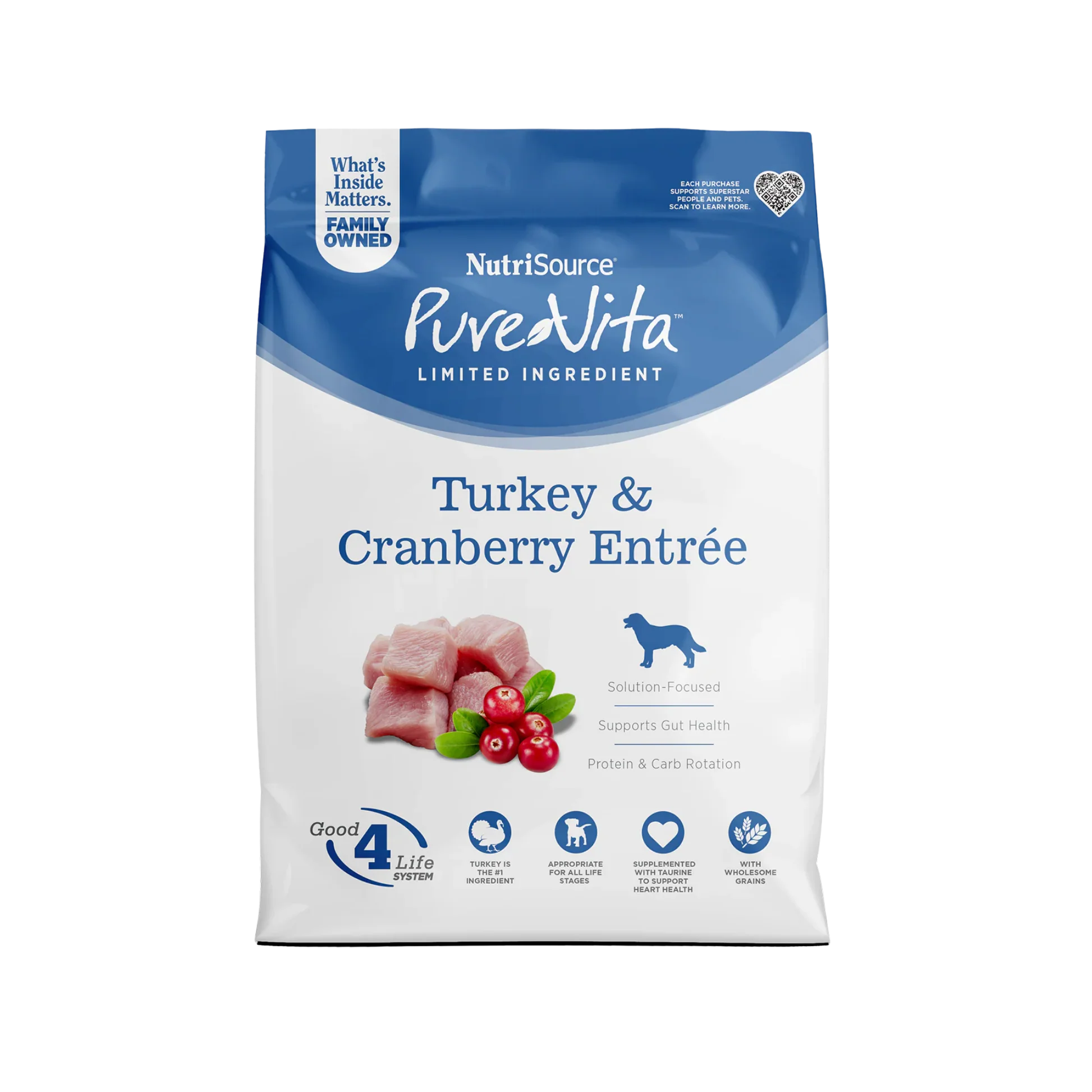Environmentally Friendly NutriSource PureVita Turkey Cranberry Entrée Dry Dog Food Reliable