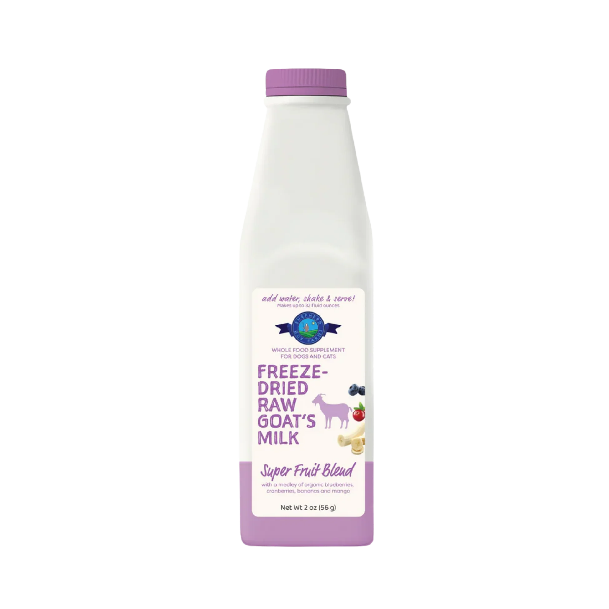 Clean Shepherd Boy Farms Super Fruit Blend ze-Dried Raw Goat's Milk for Dogs Cats Expertly Made
