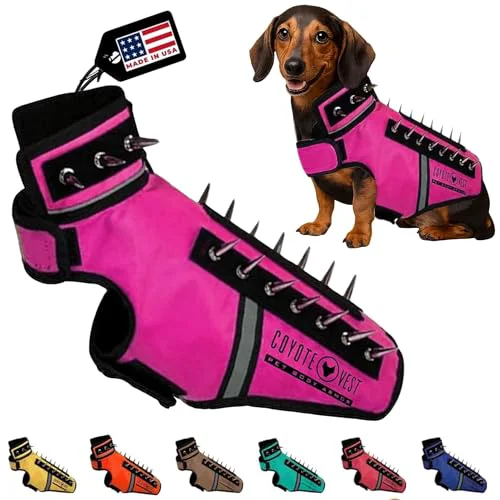 Fashionable CoyoteVest SpikeVest for Small Dogs Reflective Spiked Harness XXS-Pink Made in USA Secure