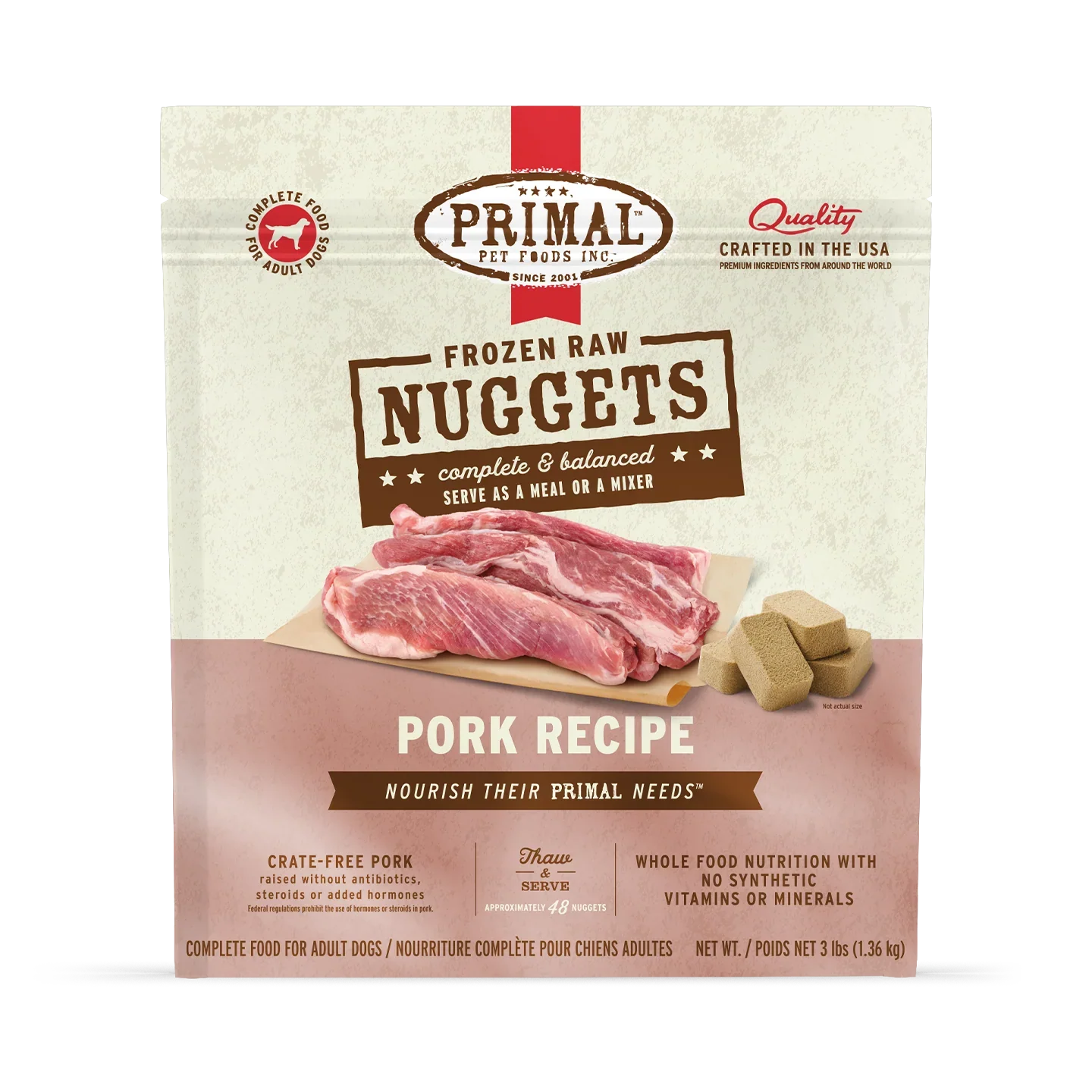 Environmentally Friendly Primal Frozen Nuggets Pork - Raw Dog Food 3LB Primal Frozen Nuggets Pork - Raw Dog Food 3LB Soft