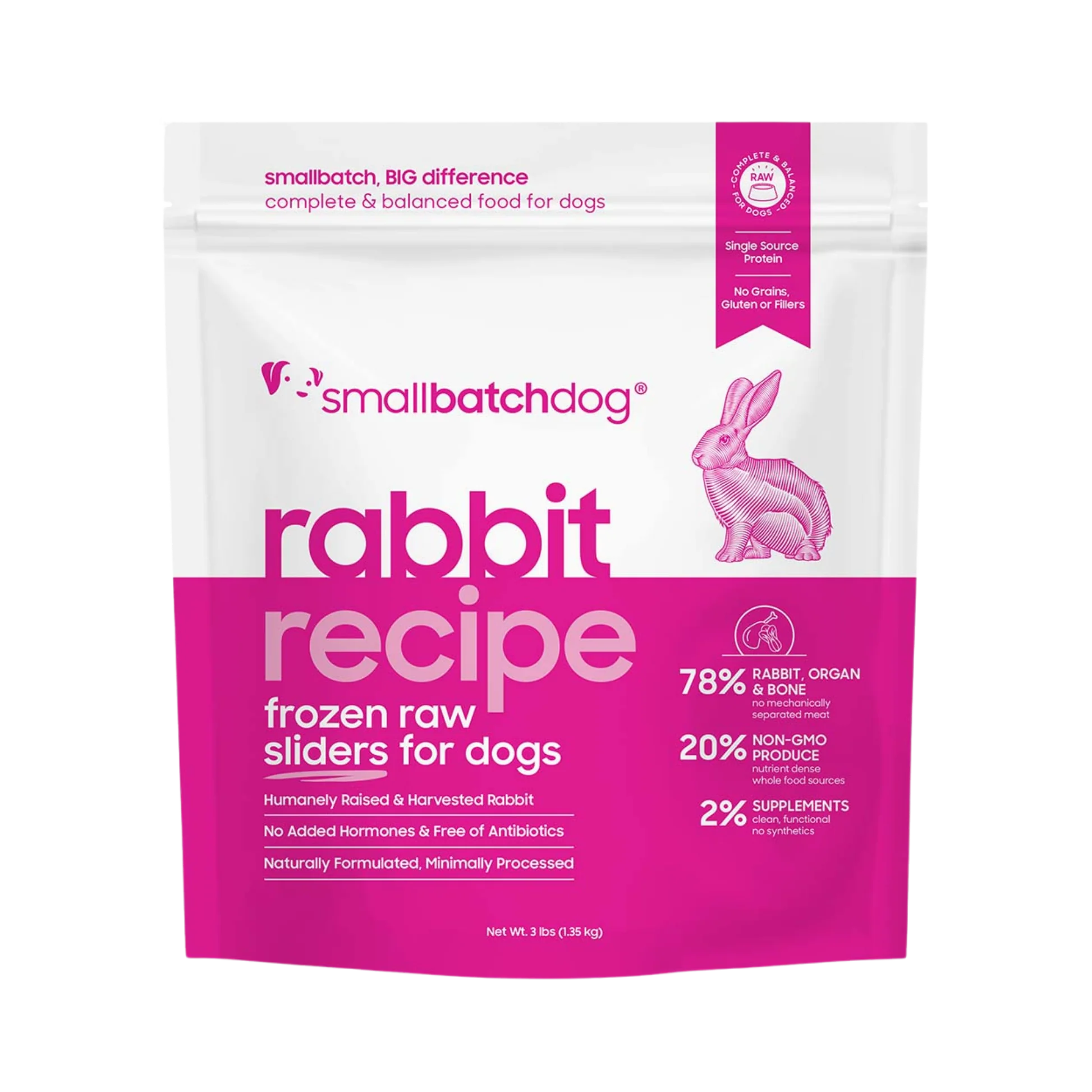 Dependable Smallbatch Frozen Raw Rabbit Recipe Sliders Dog Food Official