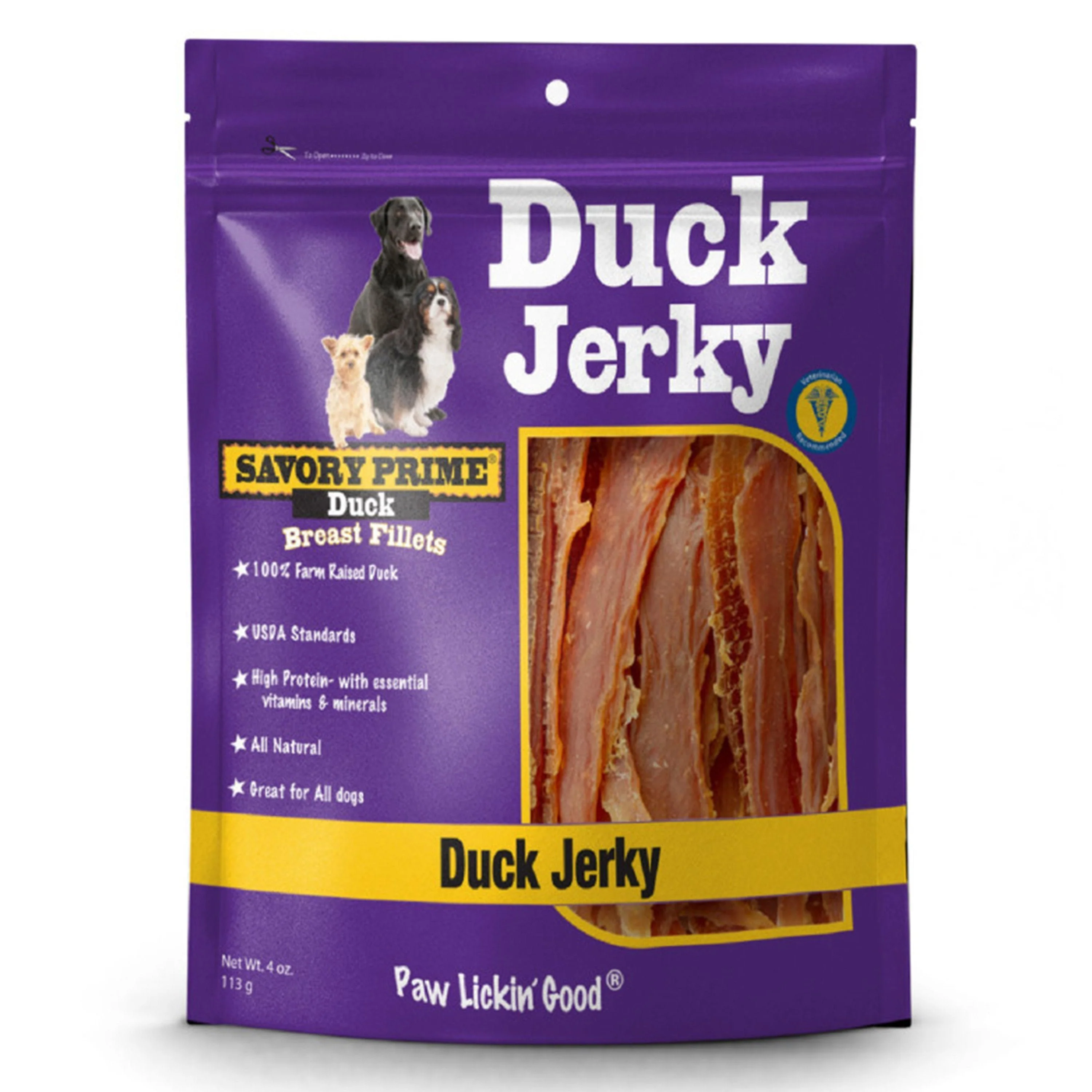 Elite Savory Prime Natural Duck Jerky Dog Treats 4-oz Refined