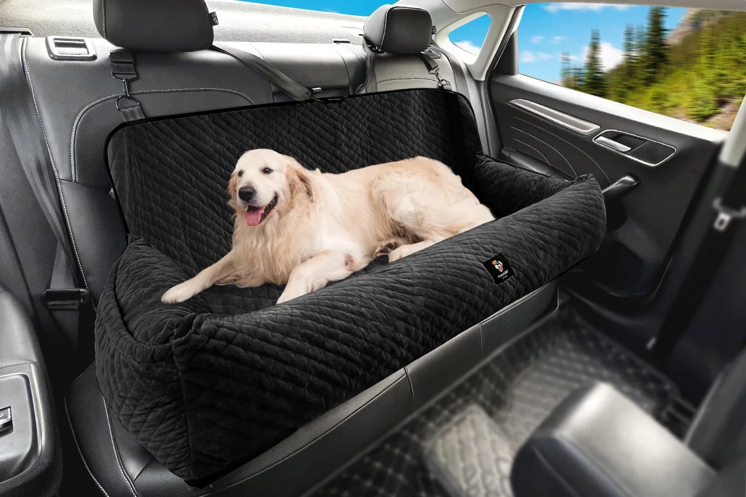 Unique Fox Dog Car Seat for Medium Large Dogs Under 100 Lbs — Washable Back Seat Bed Soft