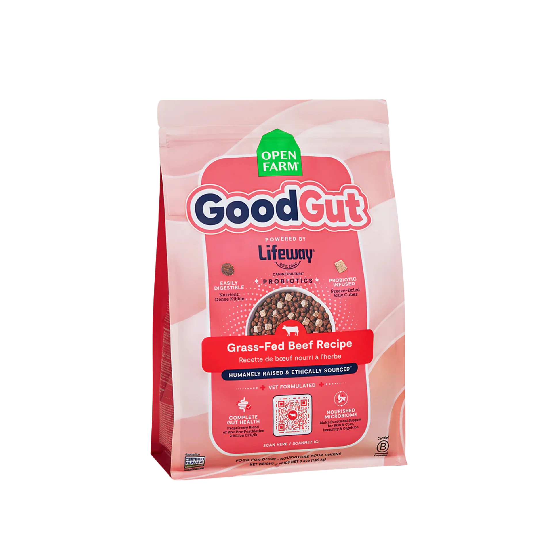 Versatile Open Farm GoodGut Grass-Fed Beef Dry Dog Food Recyclable