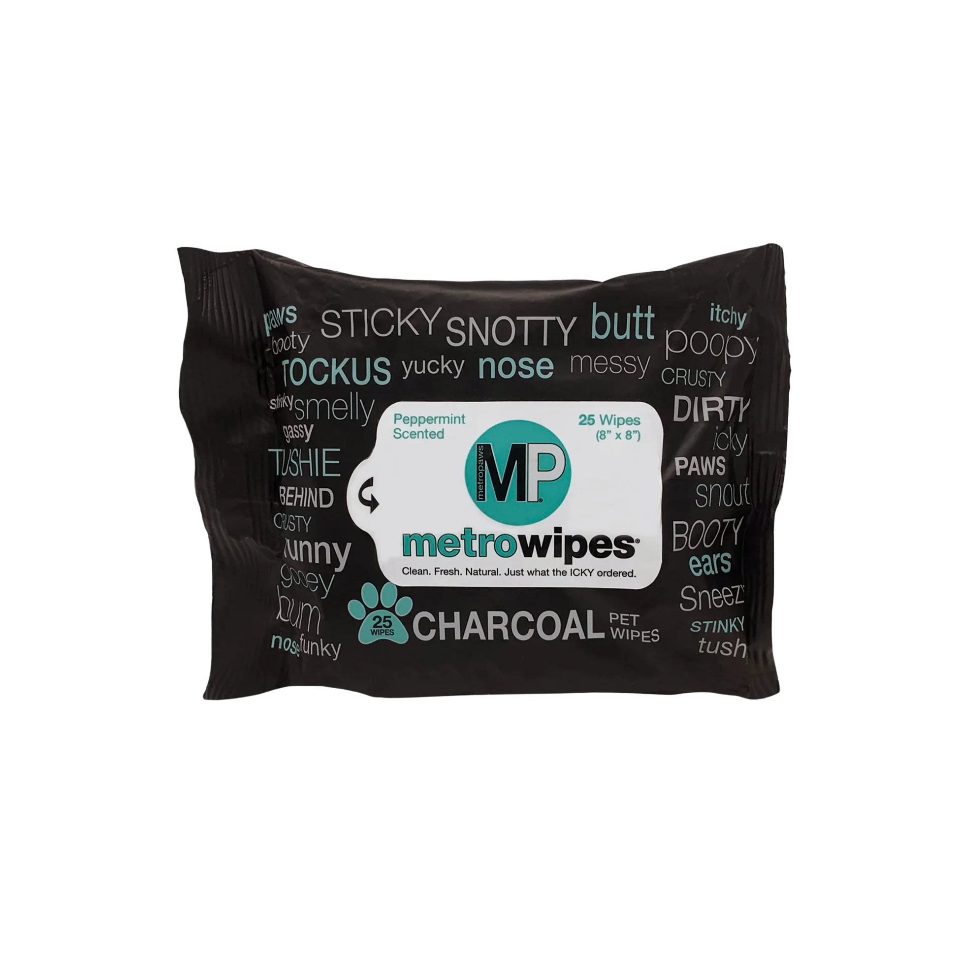 Advanced Metro Paws Pet Wipes Charcoal Peppermint Recyclable