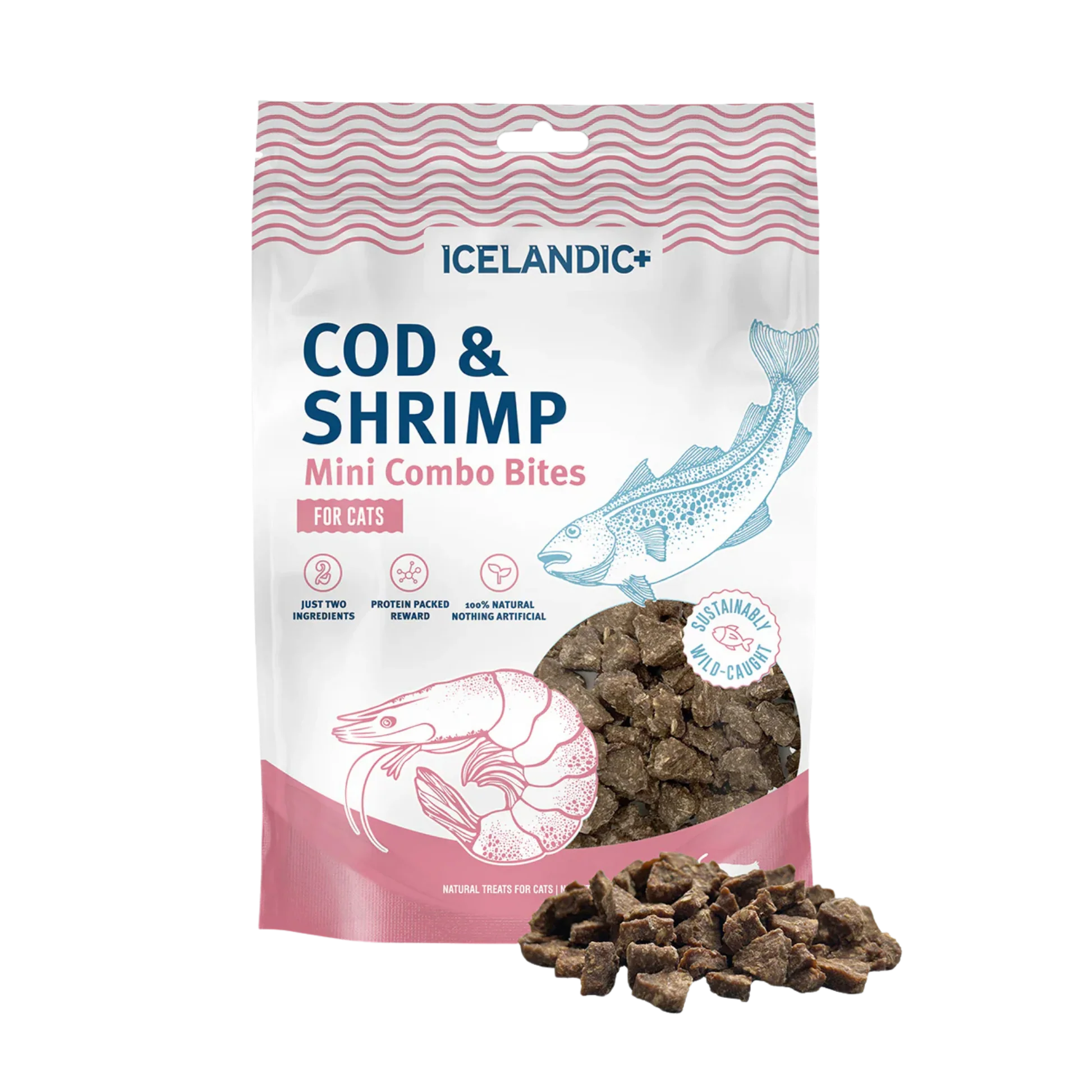 Premium Material Icelandic Cod Shrimp Mini Combo Bites Treats for Cats Organic