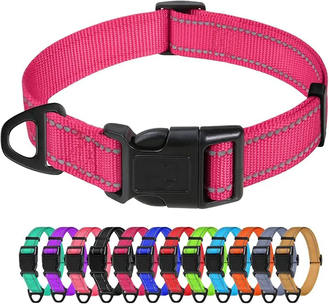 Versatile TagME Reflective Nylon Dog Collars Adjustable Classic Pet Collar Reliable