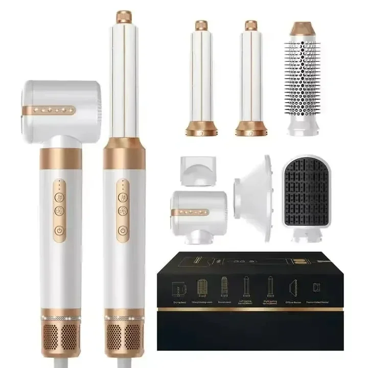 Functional 7-in-1 High Speed Ionic Hair Dryer Brush and Auto Curler Set Environmentally Friendly