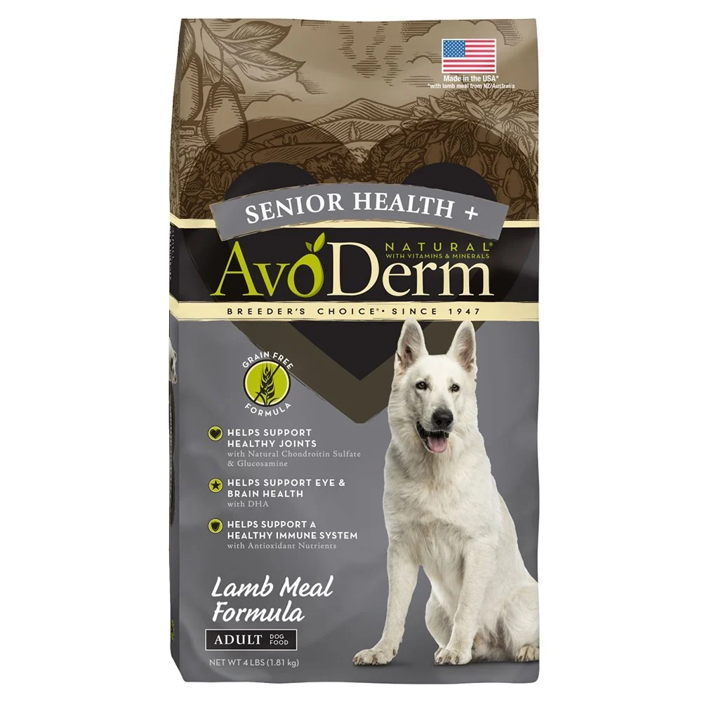 Effective AvoDerm Natural Senior Health Grain- Senior Dry Dog Food Lamb Meal Brown Rice Formula 4-lb Casual
