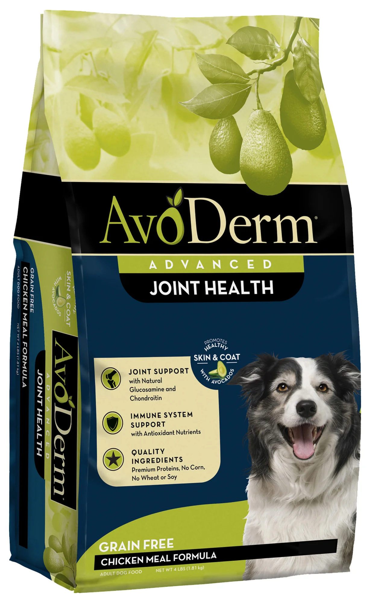 Fine Crafted AvoDerm Natural Advanced Joint Health Grain- Chicken Meal Formula Adult Dry Dog Food 4-lb Effective