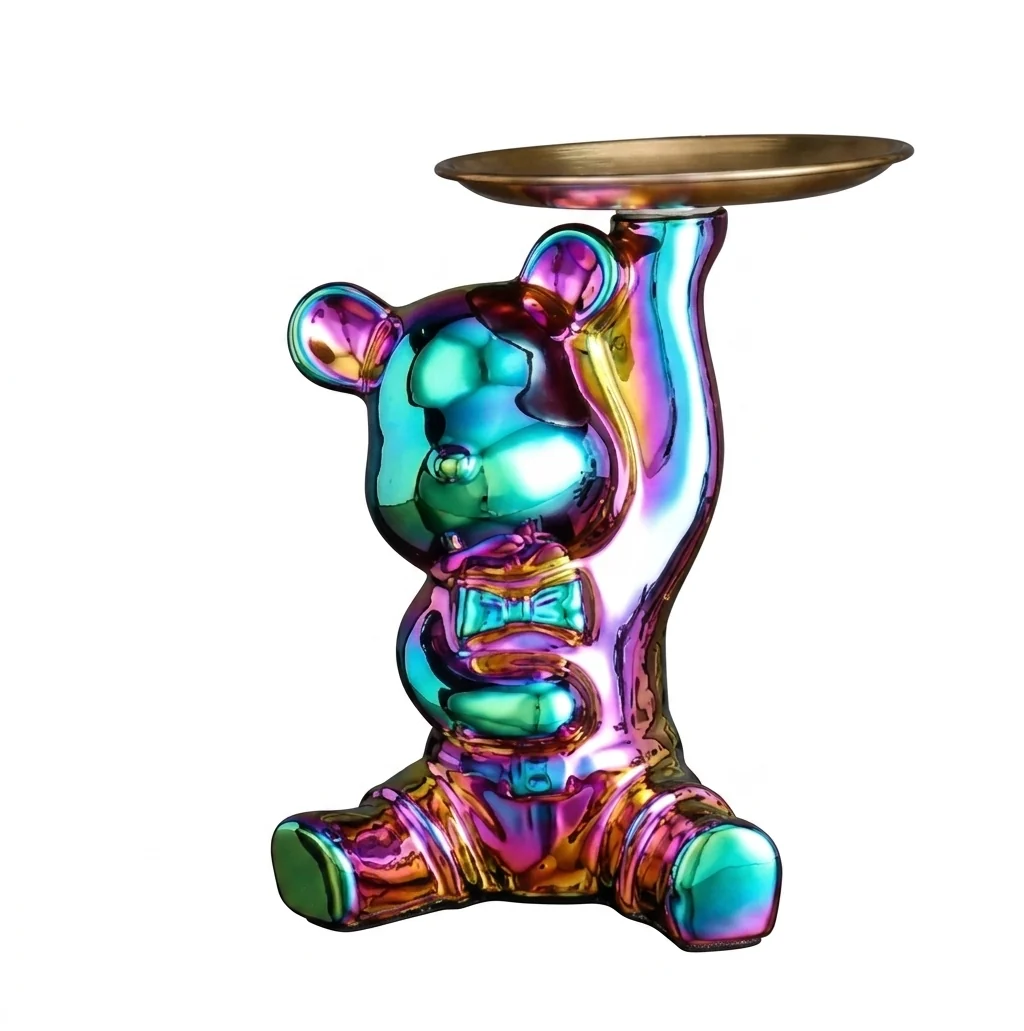 Detailed Plating Bear Ceramic Storage Box and Tabletop Ornament Advanced