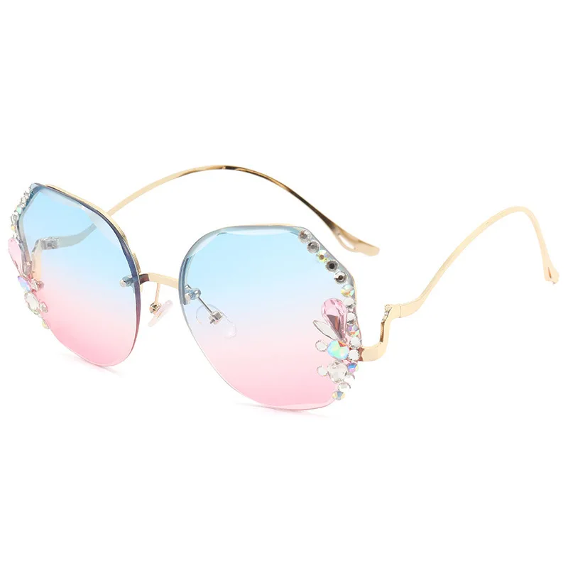 Artisan Women's Trendy Diamond Cut Edge Rimless Oversized Sunglasses Proven