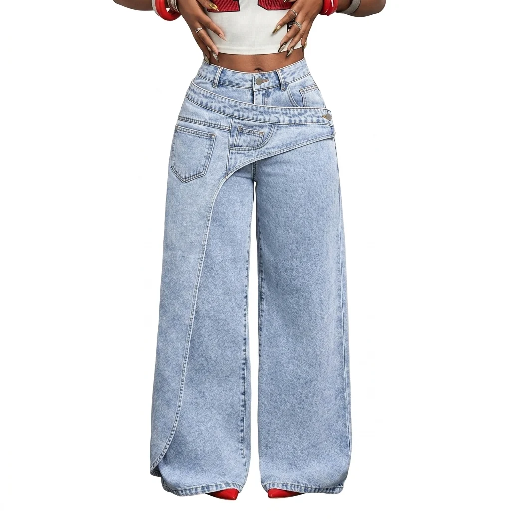 Reliable Women's Vintage High Waist Wide Leg Denim Jeans Pants Pure