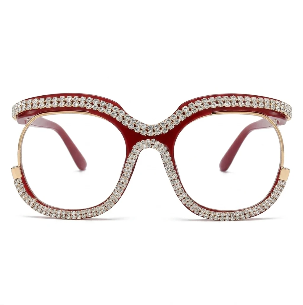 Elegant Women's Trendy Round Rhinestone Oversized Reading Glasses Innovative