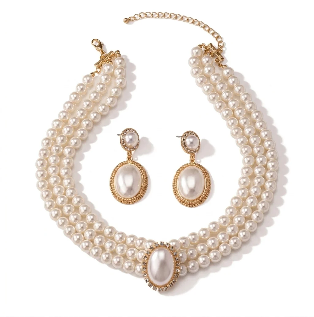 Easy-to-Use Women's Fashion Elegant Imitation Pearl Necklace and Drop Earrings Jewelry Set Fast