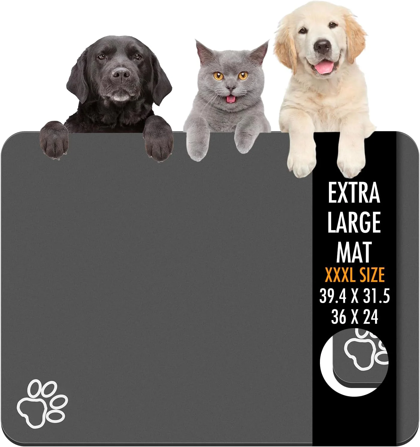 Authentic Dog Food Mat 36 x 24 Extra Large Absorbent Dog Mat for Food and Water Non Skid Cat Bowl Mat No Stains Quick Dry for Pet Water Dispenser Pet Supplies for Messy Drinkers Enhanced