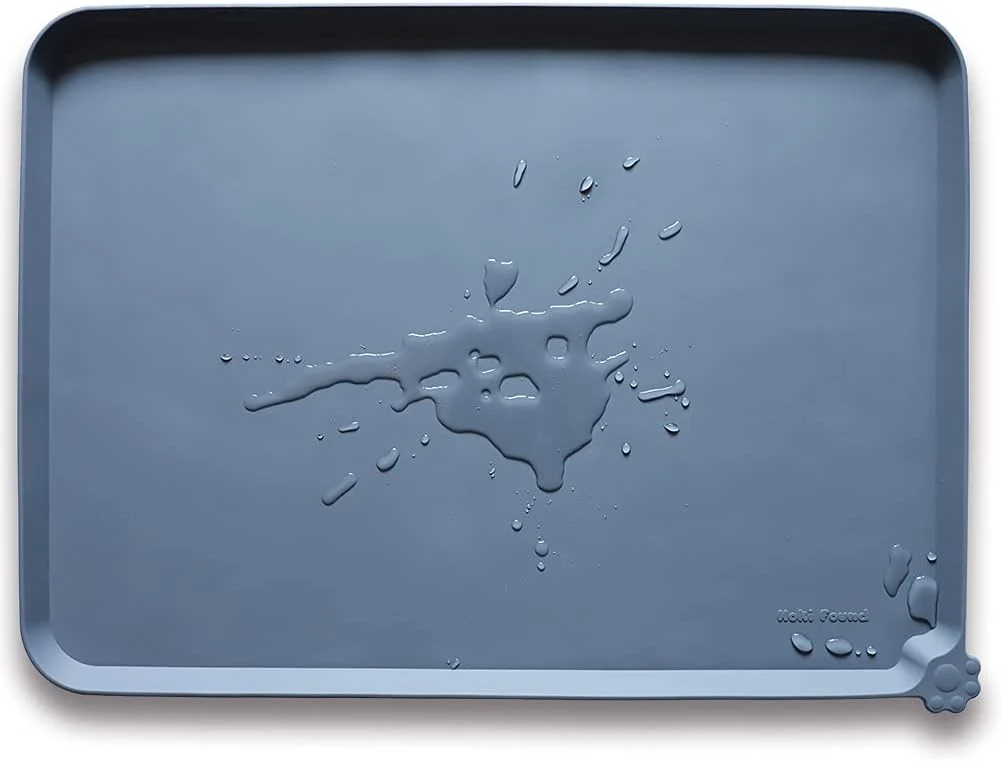 User-Friendly Hoki Found X-Large Silicone Pet Food Mats Tray - Non Slip Pet Dog Cat Bowl Mats Placemat - Dog Pet Cat Feeding Mat - Waterproof Dog Cat Food Mats -Pet Water Mats for Carpet -Gray- Reliable