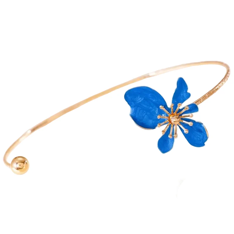 Pure Women's Fashion Elegant Enamel Flower Gold Plated Choker Necklace Functional