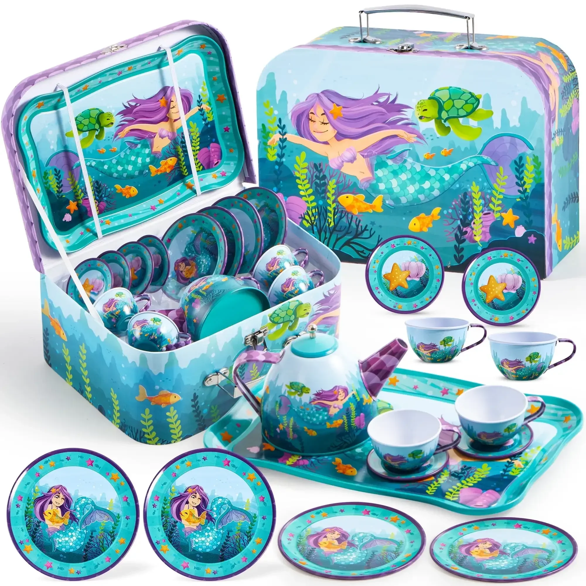 Artisan Kids Pretend Play Mermaid Tea Party Kitchen Toy Set High-Quality