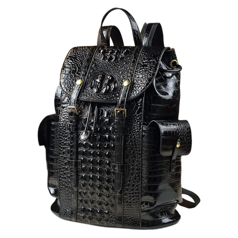 Dependable Unisex Fashion Leather Crocodile Pattern Travel Backpack Relaxed