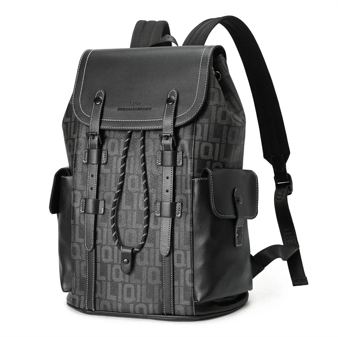 Verified Men's Fashion PU Leather 15 Inch Laptop Travel Backpack Sophisticated