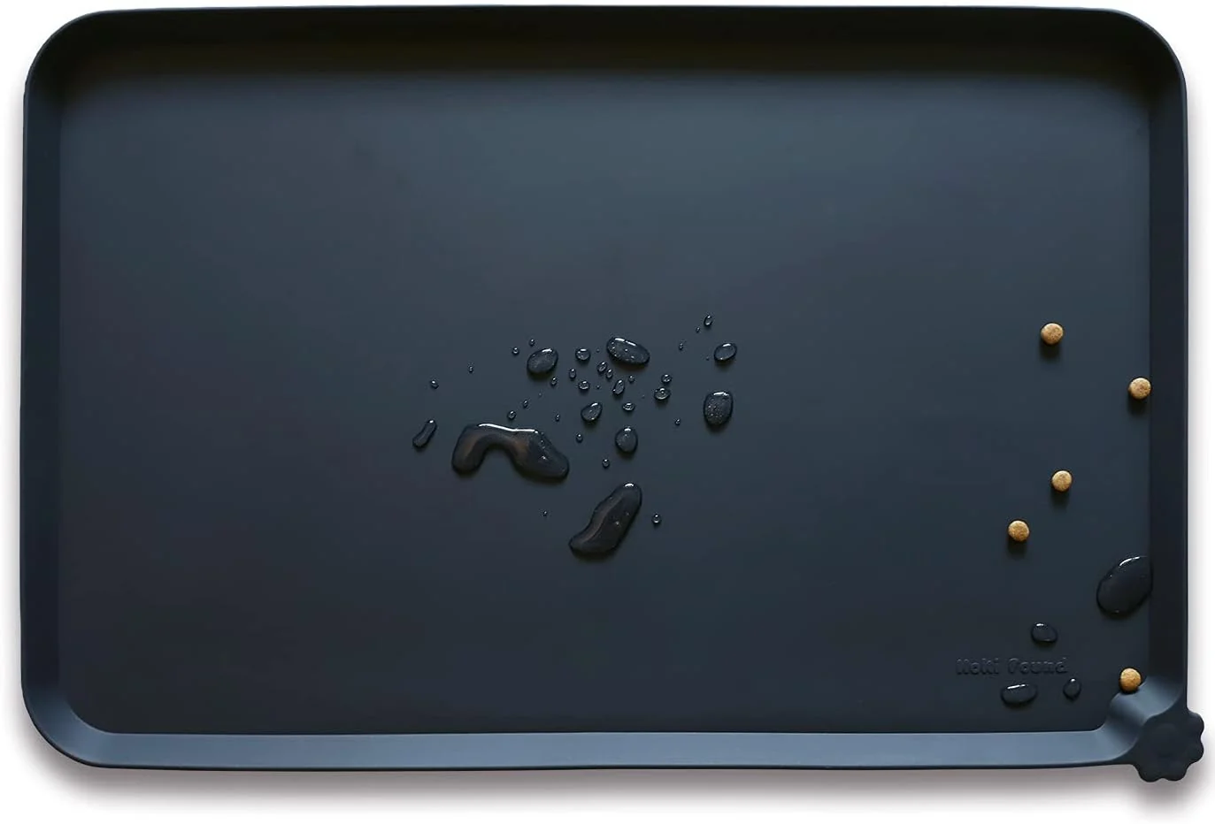 Breathable Hoki Found Large Silicone Pet Food Mats Tray - Non Slip Dog Cat Bowl Mats Placemat - Pet Feeding Mat - Pet Water Mats for Floors- Waterproof Dog Cat Food Mats - Black Advanced