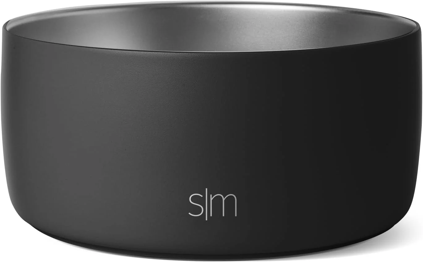 Versatile Simple Modern Stainless Steel Pet Water Bowl for Dogs Cats Insulated Stainless Steel Food Bowls for Dog Cat No Tip No Slip BPA Bentley Collection Medium 4 Cups Midnight Black Effective